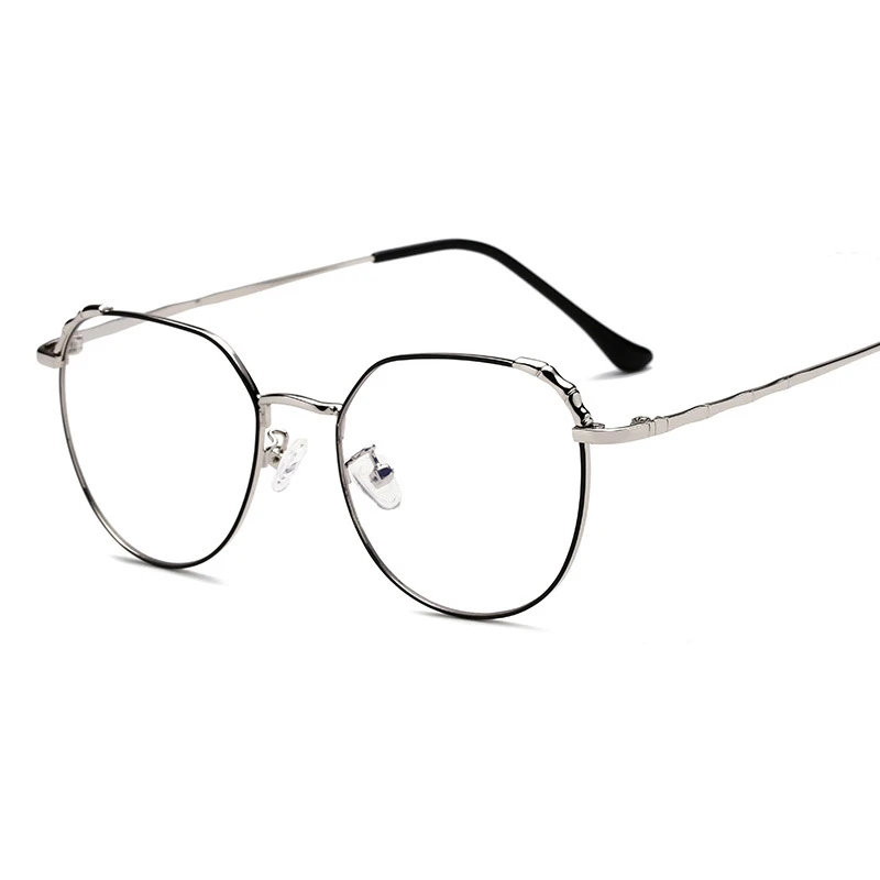 Корейский стиль женские анти-Blu-ray очки в большой оправе металлические плоские