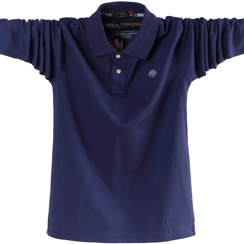 Comprar Camisa Polo de hombre de Color sólido de todos los hombres de algodón de manga larga Camiseta de gran tamaño de alta calidad camisa de moda masculina gota nave