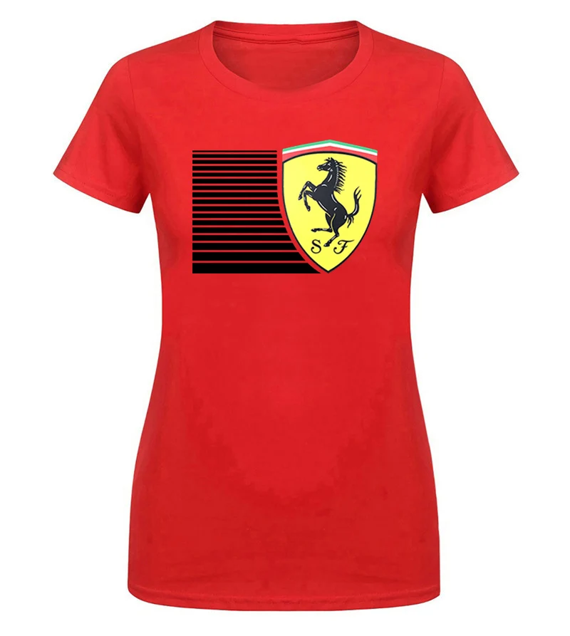 

Big Shield T-Shirt Red Harajuku Funny Ferrari Print T-shirt Scuderia Hip Hop 100% Cotton Streetwear Tee Shirt