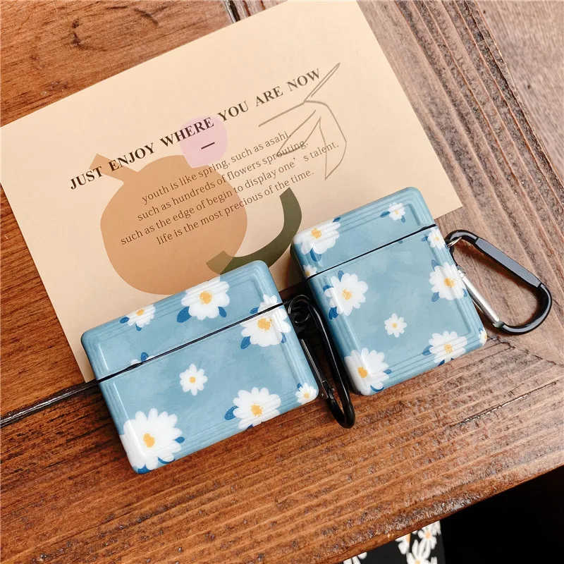 Cute Blue Daisy Flowers Soft Cover for Apple Airpods Case Pro Cases Silicone Earphone Air pod 2 3 cover IMD | Электроника