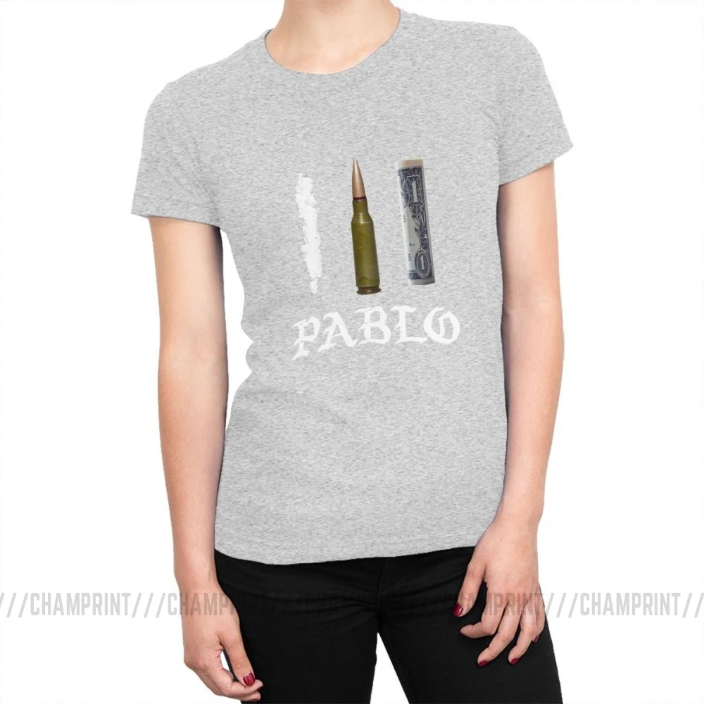 Pablo Escobar, футболка, топы, наркос, наркос, пуля, деньги, футболки для женщин, эстетическая футболка, хлопок, сумасшедшая одежда, женская, с принтом - Цвет: Серый
