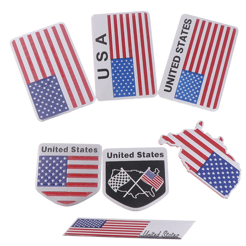 

1PC Badge Sticker Motorcycle Decal Car Styling 3D Aluminium Alloy American USA Map National Flag Emblem