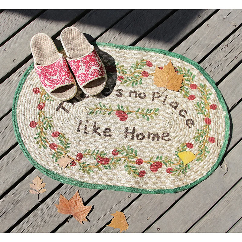 Ручная работа коврик Натуральный Джут деревенский стиль нескользящий дверной коврик/кухонный коврик для спальни WF11121030