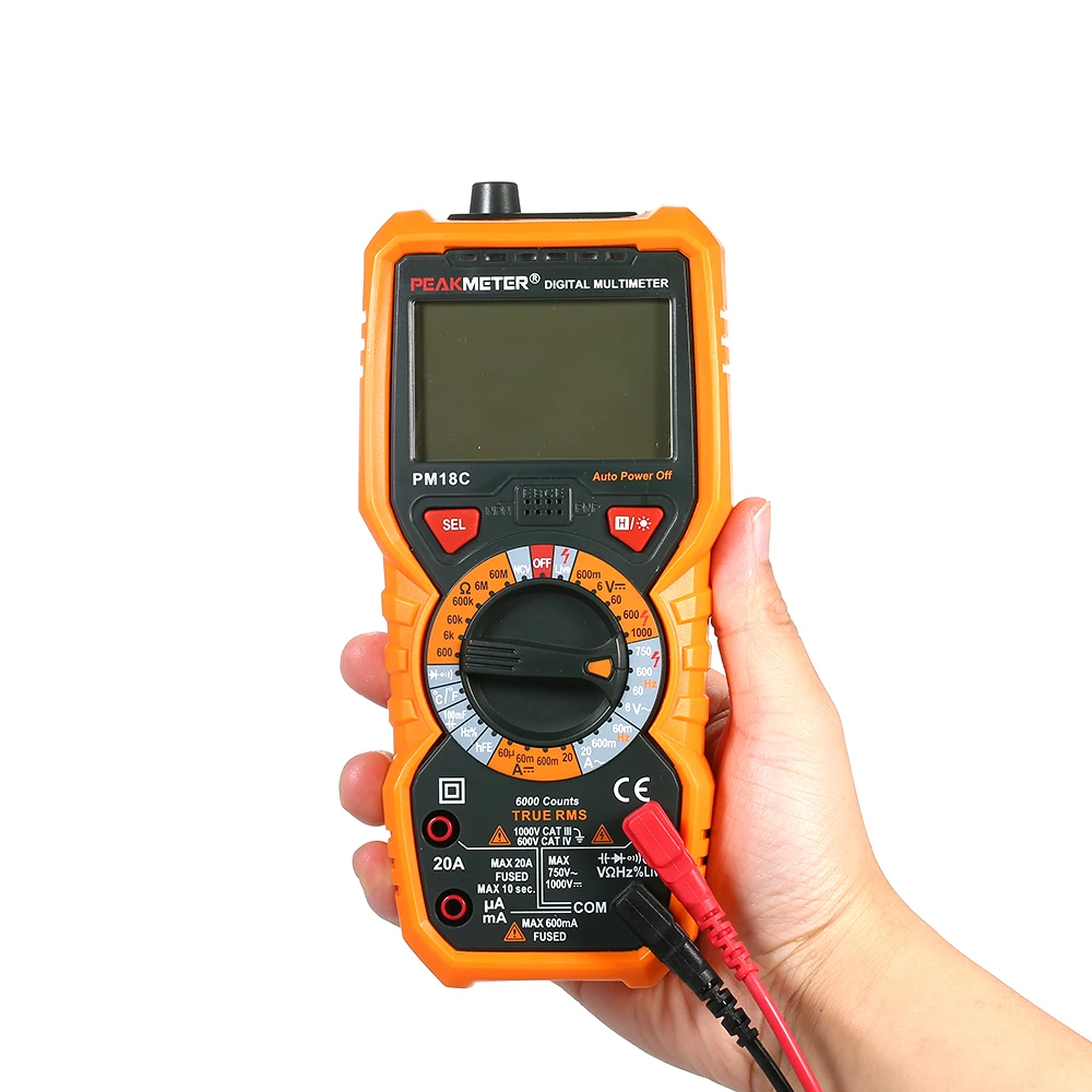 PEAKMETER PM18C True RMS цифровой мультиметр Измерение AC/DC Напряжение Ток Сопротивление Емкость Частотомер