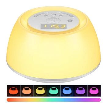 

QMJHVX LED Wake Up Light Clock Electronic Alarm Clock Nature Sound Digital Clocks Night Light USB Charge Table Lamp For Kids