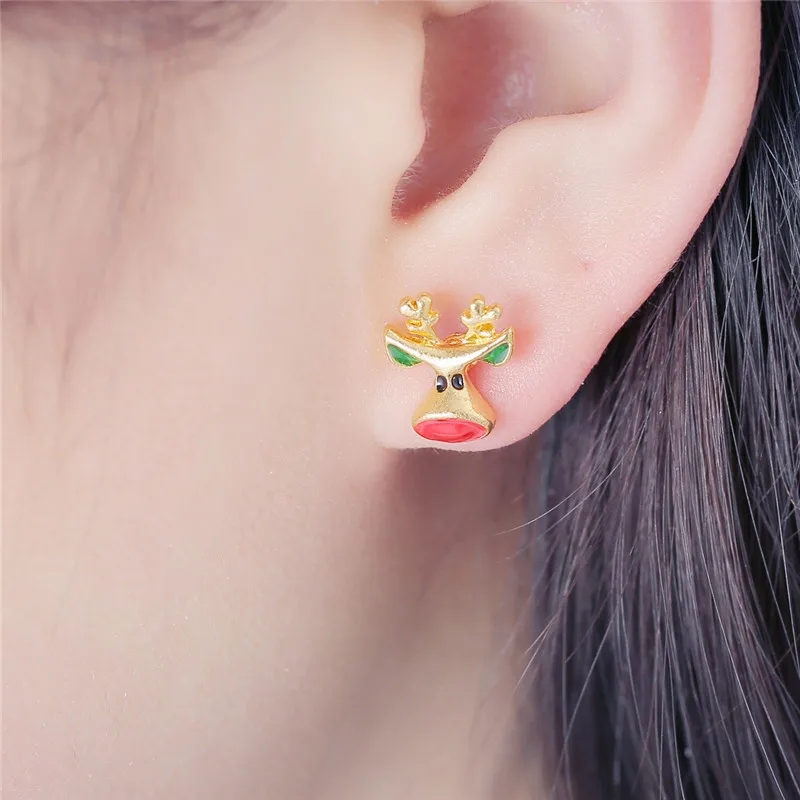 PickyanDco корейские рождественские серьги мультфильм Лось рождественские гвоздики дерево серьги для женщин Снежинка Санта Клаус ювелирные изделия подарок XC030