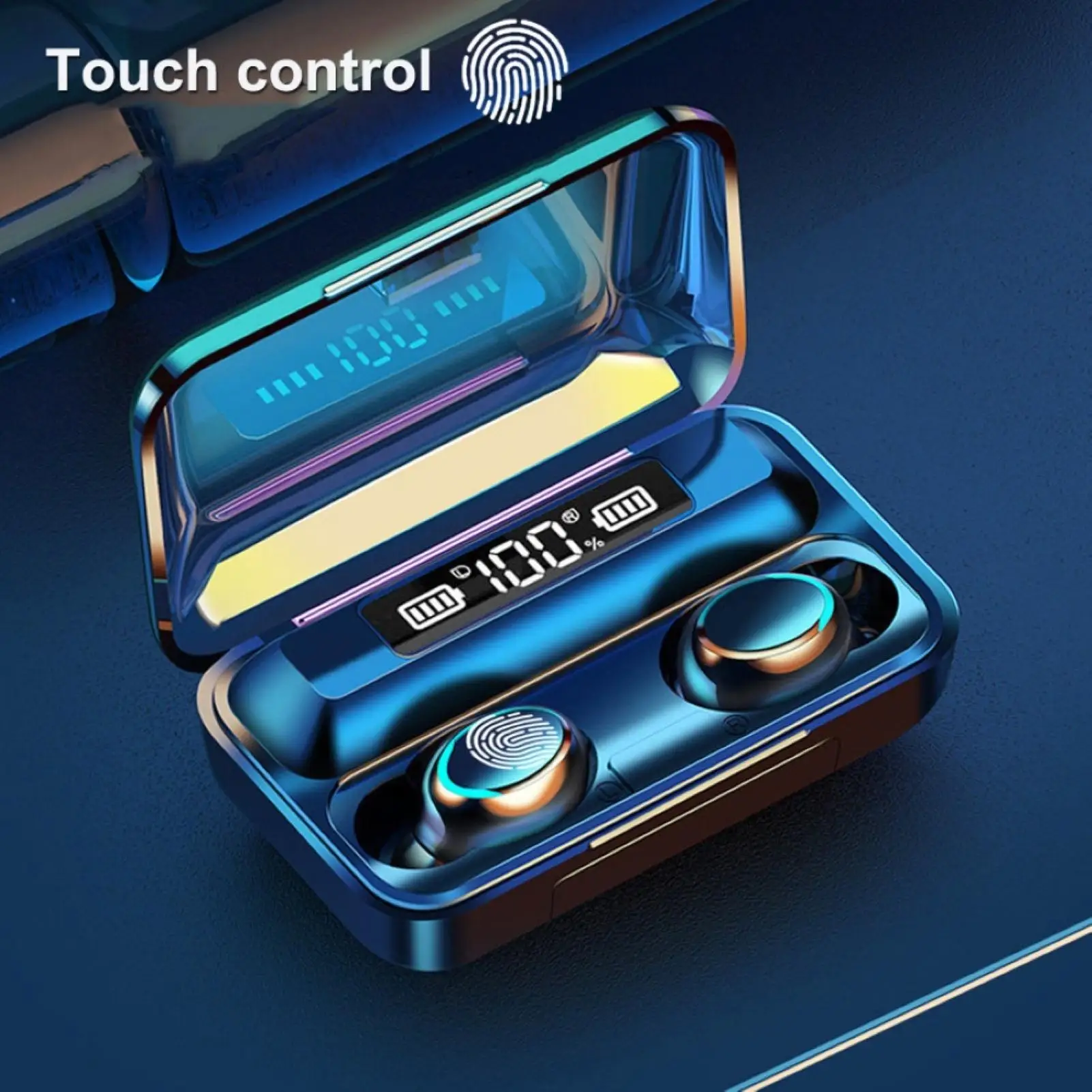 Sem fio bluetooth fone de ouvido v5.0 F9-5C tws controle de toque estéreo esporte fones de ouvido de redução de ruído fone de ouvido 2020