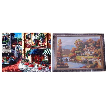 

Framless Diy Oil Painting Paint by Number Kits Home Decor Wall Pic Value Gift-Taste of Italy 16X20 Inch & Mountain Hut
