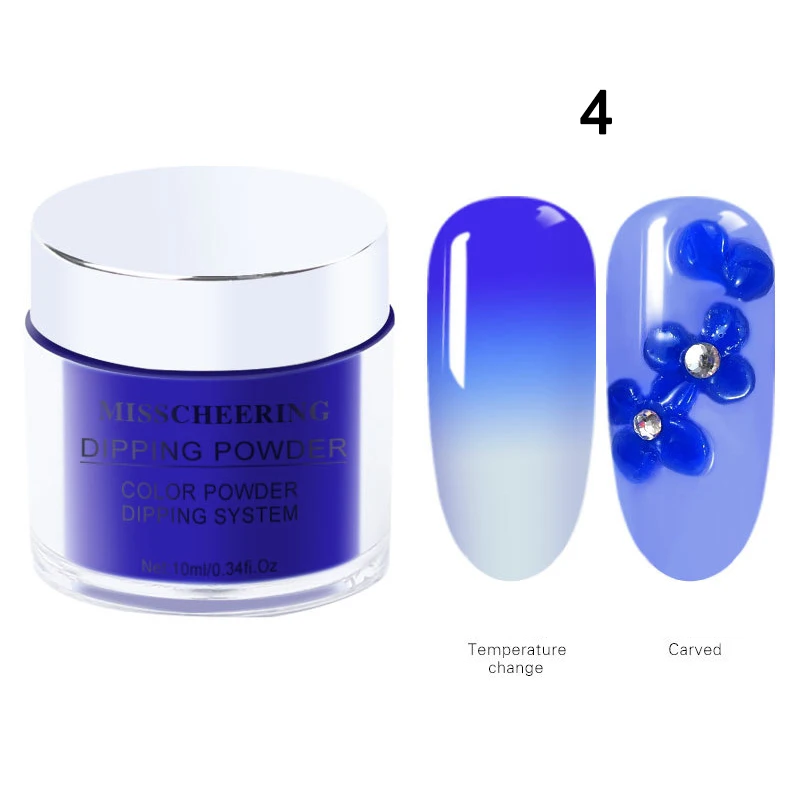 4 Nail Temperature Change Infiltration Powder Glitter Dipping Warming Nail Powder YUF99 - Цвет: 4