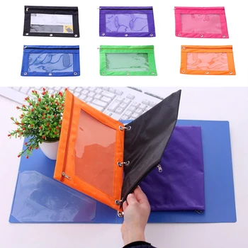 

Oxford Cloth Home Zipper Ruler Stationery With Clear Window School Organizer Storage Holder Solid Pouch Pencil Bag