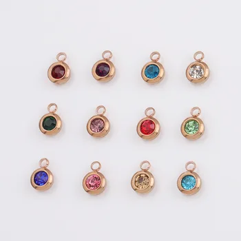 

Stainless Steel Birthstone Charms Birthday Stone 6.5mm Colorful Crystal Birthstone Charm Geboortestenen Wholesale 60pcs