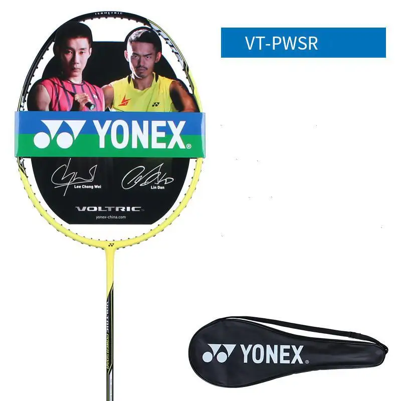 Оригинальная профессиональная ракетка для бадминтона Yonex высокого напряжения VT наноуглеродное волокно вольтрическая ракетка для бадминтона с сумкой - Цвет: VT-PWSR yellow
