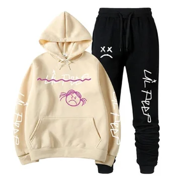

RIP Lil Peep Hoodie Sweatshirt Sets Men/Women Winter Warm Fleece Hoodies Sweatshirts Sweatpants Suits Hip Hop Pullover Hooded