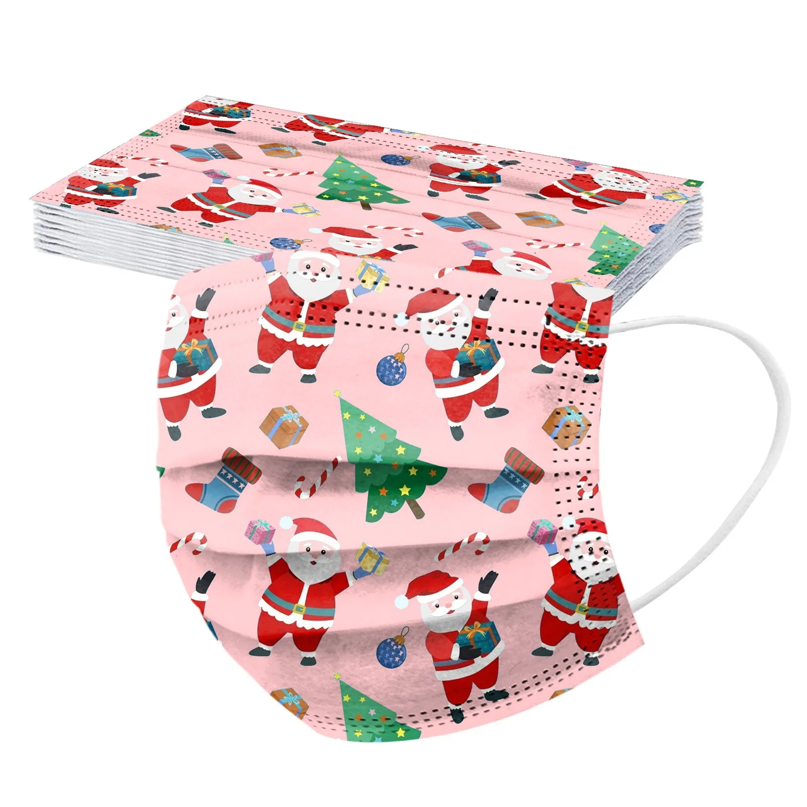 10pcs Christmas Masks High Quality Cubrebocas Adult Christmas Print Disposable Mask Industrial 3-layer Mask Unisex 10 Pieces 6
