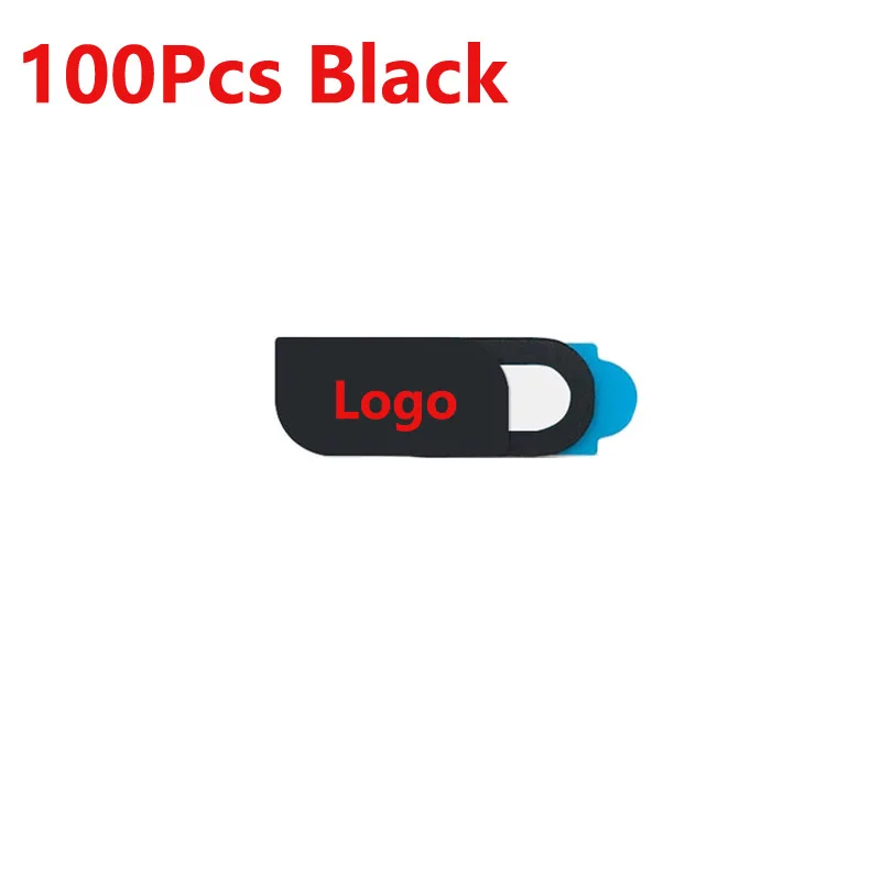 100Pcs Balck 100-500 шт продукты на заказ печать логотипа веб-камера крышка ультра тонкий затвор слайдер крышка объектива камеры для вашего логотипа - Цвет: 100Pcs Balck