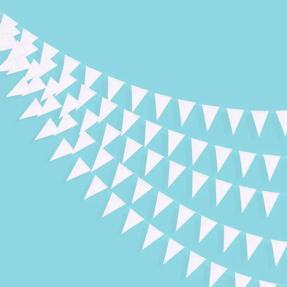 

Pure White Themed Party White Banner Glitter Paper Bunting Garlands for Wedding Baby Bridal Shower Bachelorette Hen Party Decor