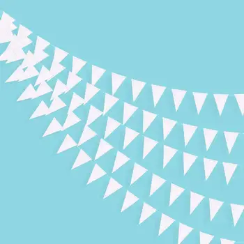 

Pure White Themed Party White Banner Glitter Paper Bunting Garlands for Wedding Baby Bridal Shower Bachelorette Hen Party Decor