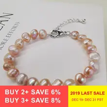 DAIMI pulsera de perlas de agua dulce Natural estilo clásico blanco/morado/rosa/Negro pulseras para mujer(China)