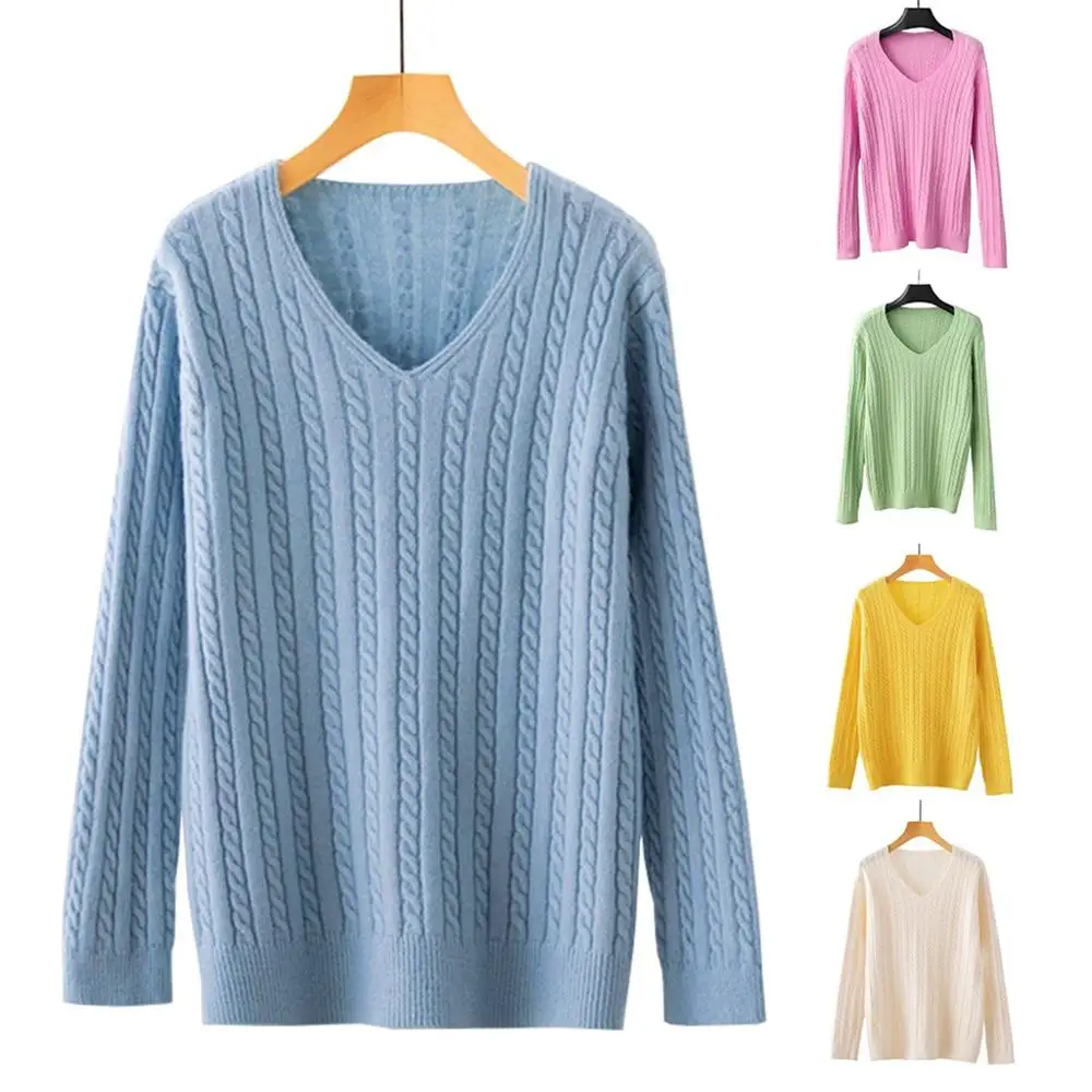 Women Casual Sweater Knitted Tops Womens Fashion Loose Solid Color Long Sleeve Top Sweater Female Autumn Clothings hot SW3M