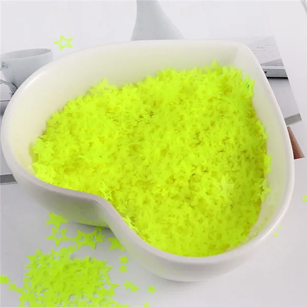 10g 5mm PET Ultrathin Hollow Star Sequins DIY Glitter Paillettes for Nails Art manicure,wedding confetti,Make up Accessories Fluorescence Yellow