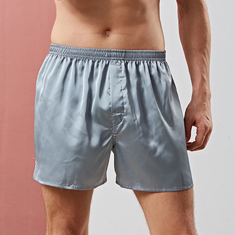 

Household shorts Men's Fashion Solid Color Loose Satin Shorts New Luxury Silk Loungewear Soft Comfortable Pajama Shorts for male
