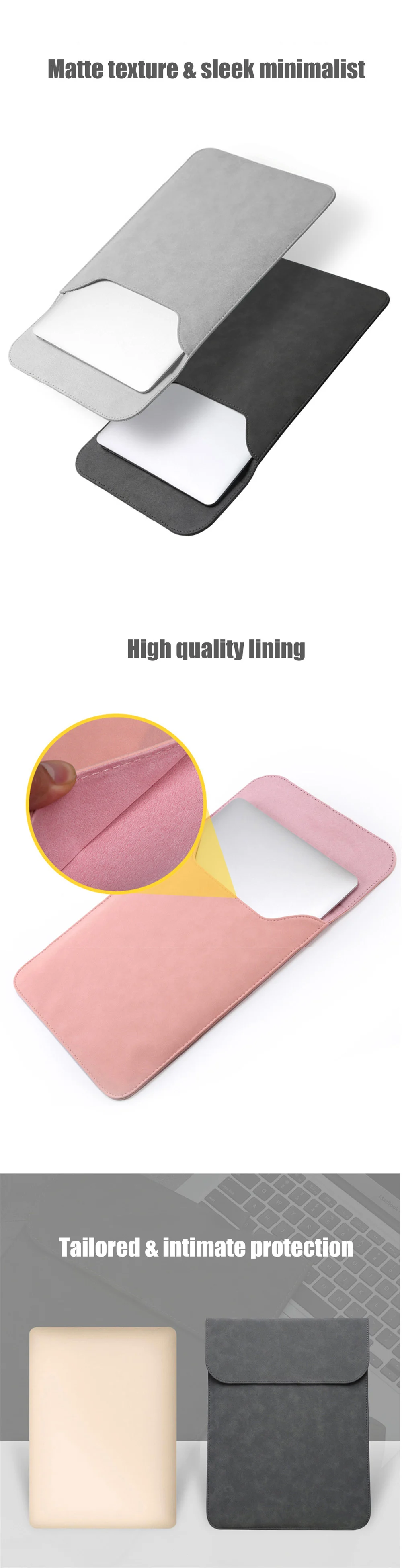 Portable PU Laptop Sleeve Bag Notebook Handbag Case For Macbook Air Pro 11 12 13 Retina New Pro 13.3 15.4 Touch Bar Cover