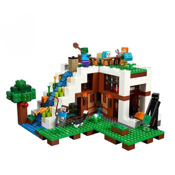 

Waterfall Base Building Block With Alex Zombie Action Figures Compatible 21134 MinecraftINGlys My World Bricks Set Gifts Toys