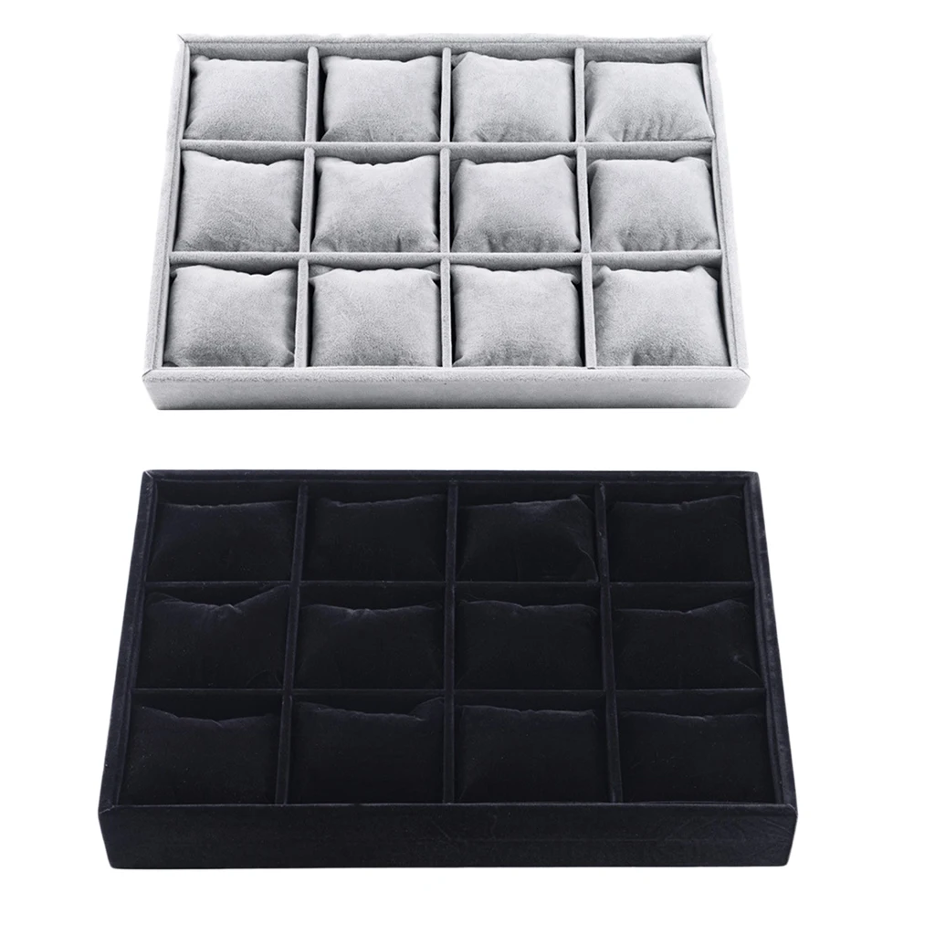 

Elegant Bracelet Display Tray Watch Showcase 12 Slots Pillow Jewelry Stand