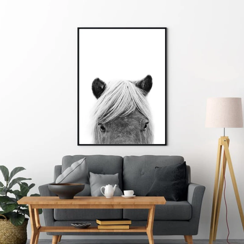 Black-and-White-Icelandic-Horse-Posters-and-Prints-Farmhouse-Rustic-Decor-Scandinavian-Wall-Art-Canvas-Painting