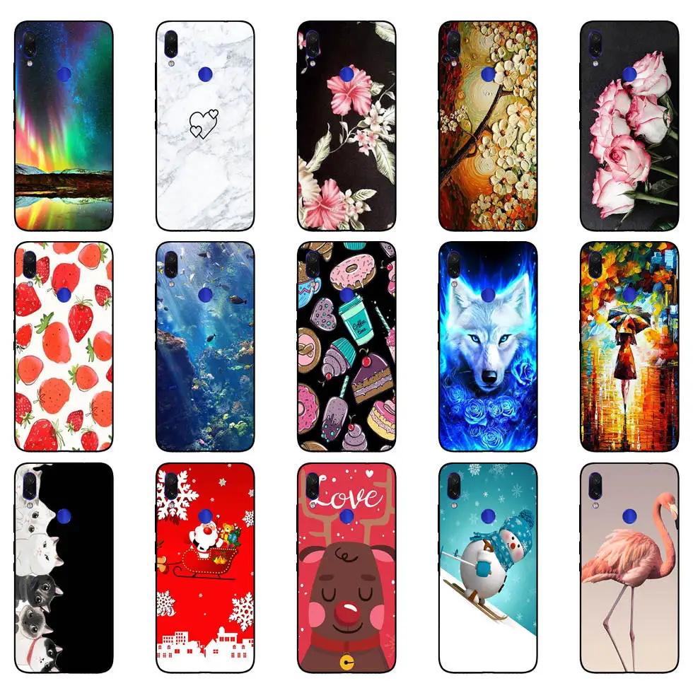 Untuk Xiaomi Redmi Note 7 Hitam Case Silikon Lembut Funda untuk Xiaomi Redmi Catatan 7 Hitam TPU Case Pelindung 6.3 