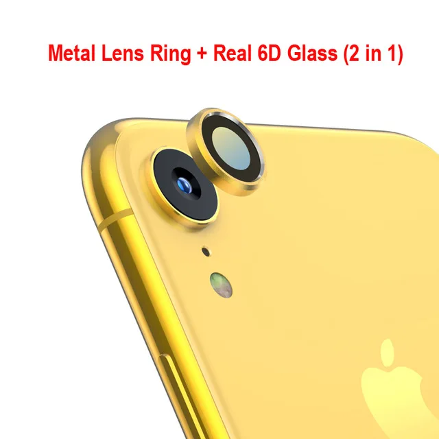 Задняя Камера объектив Экран протектор для iphone XR 6D закаленное Стекло металлическая задняя крышка для объектива Кольцо для макрообъектива чехол Крышка для iphone XR - Цвет: yello