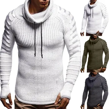 

Men's Pullover Turtleneck Knitted Raglan Drape Choker Sweater Blouse Top M-2XL Plus Size Autumn Winter pull homme hombre sweter