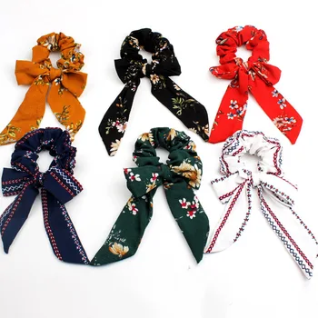 

Bow Streamers Hair Ring Fashion Ribbon Girl Hair Bands Scrunchies Horsetail Tie Solid Headwear Hair Accessories