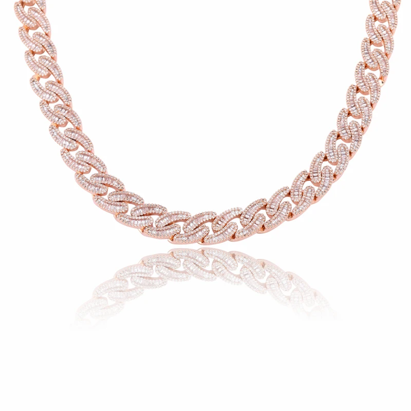 Rose Gold JINAO дизайн золотой серебряный зубец Установка AAA большой CZ камни лед из циркона Блестящий хип хоп многоугольник ожерелье для мужчин и женщин - Окраска металла: Rose Gold