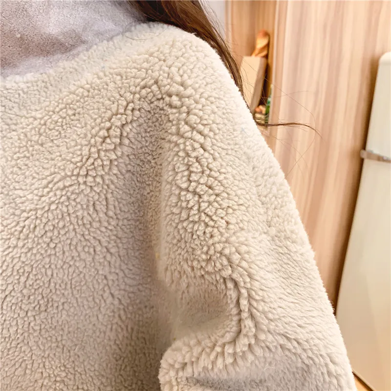 Faux lamb double-faced fur plus size ins style women winter coat harajuku jacket women plus size bomber jackets vintage fur coat