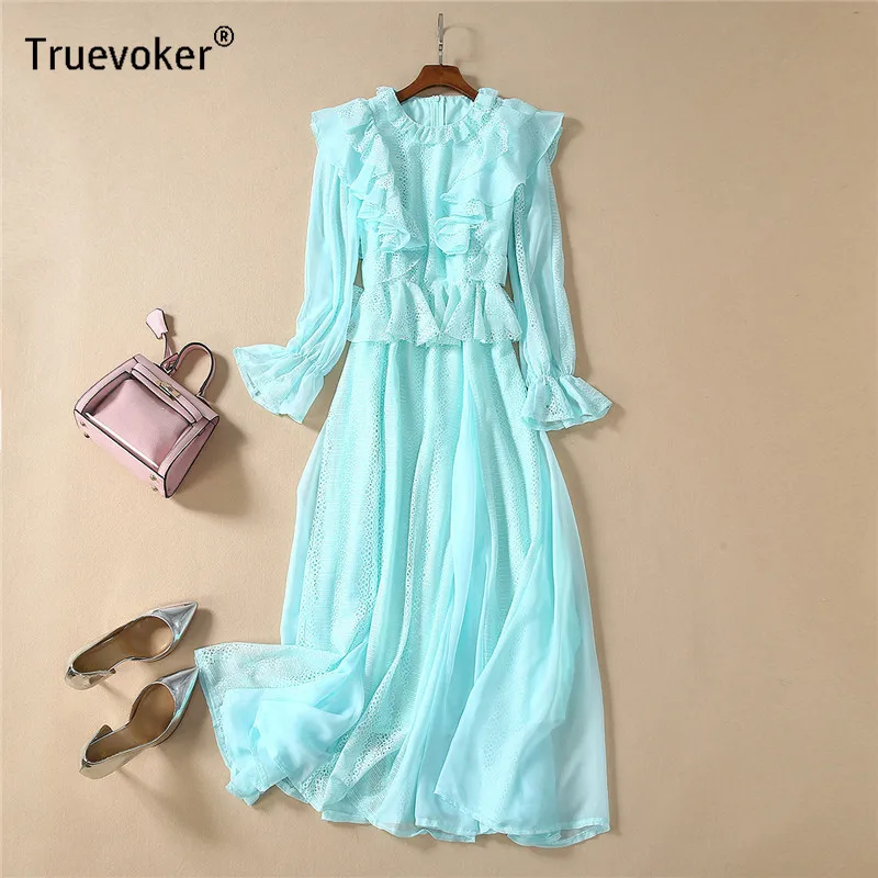 Truevoker весенние дизайнерские Festa Vestidos женские уличные новые модные кружевные лоскутные платья миди вечерние платья