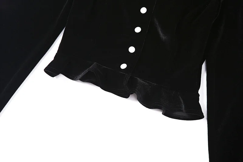 InsGoth черные винтажные лоскутные футболки облегающий укороченный топ женская готическая уличная одежда с длинным рукавом Женские топы футболки с оборками