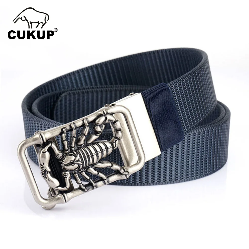 CUKUP 2022 Unique Design Scorpion Pattern Buckles Metal Men's Nice Quality Nylon & Canvas Belts for Men Jean Accessories CBCK268