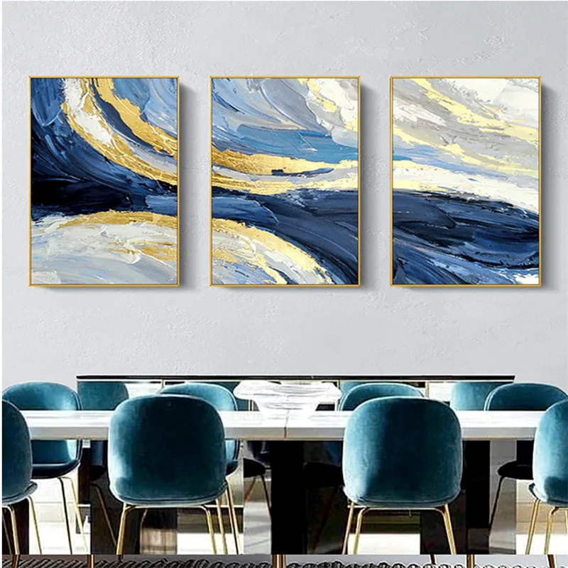 Abstract Foil Fog Painting Canvas Art Poster Hand Painted Home Living Room Aisle Gold Wall Dorados Modern | Дом и сад