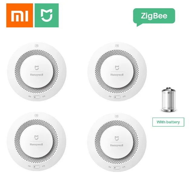 Mijia Honeywell пожарная сигнализация датчик дыма детектор газа работает с многофункциональным шлюзом 2 умный дом Безопасность приложение управление - Цвет: 4PCS