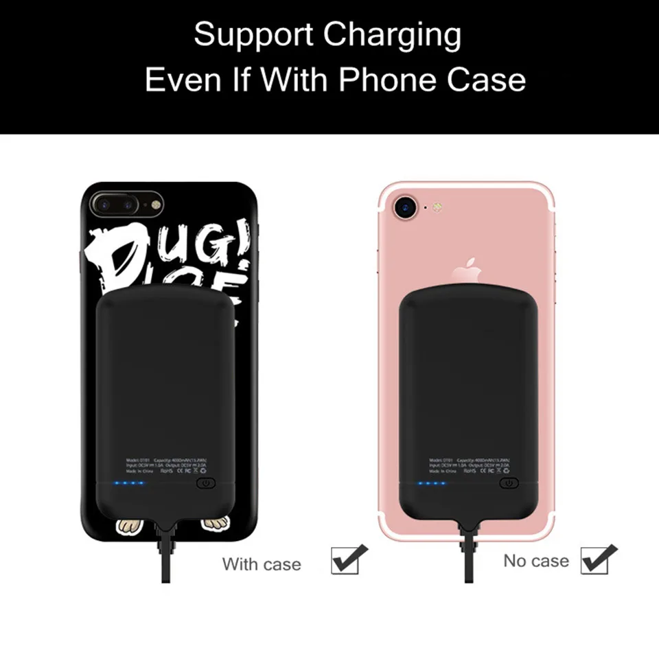 Тонкий чехол для зарядного устройства для iPhone XS, 6, 6 S, 7, 8 Plus, Micro USB/type-C, внешний резервный чехол для samsung, huawei, Xiaomi
