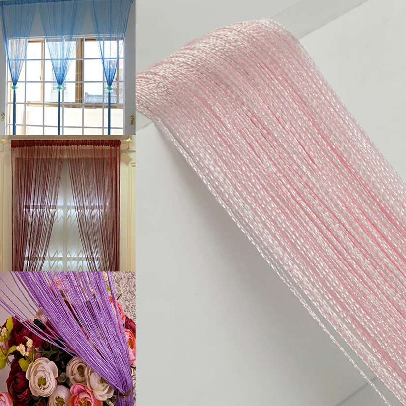 String Curtains 100x200cm Tassel Strings Living Room Window Home Interior Door Line Solid Divider Room Wedding