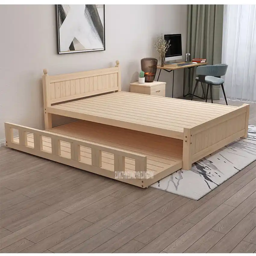 1 2x2m Single Person Wood Bed With 1x1 86m Drawer Type Pull Out Bed Modern Pine Solid Wood Bed Home Bedroom Furniture Beds Aliexpress