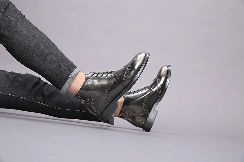 38-48 кожаные ботинки мужские удобные брендовые модные г. Мужская обувь# SY769