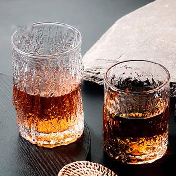 

Set of 2-300ml/400ml Tree pattern clear whiskey wine glass cup GLA-114