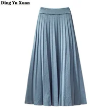 

Knitted Midi Long Skirts Womens Autumn Winter Mid-length Elastic High Waist Shirt Women Falda Mujer Black Grey Beige Apricot