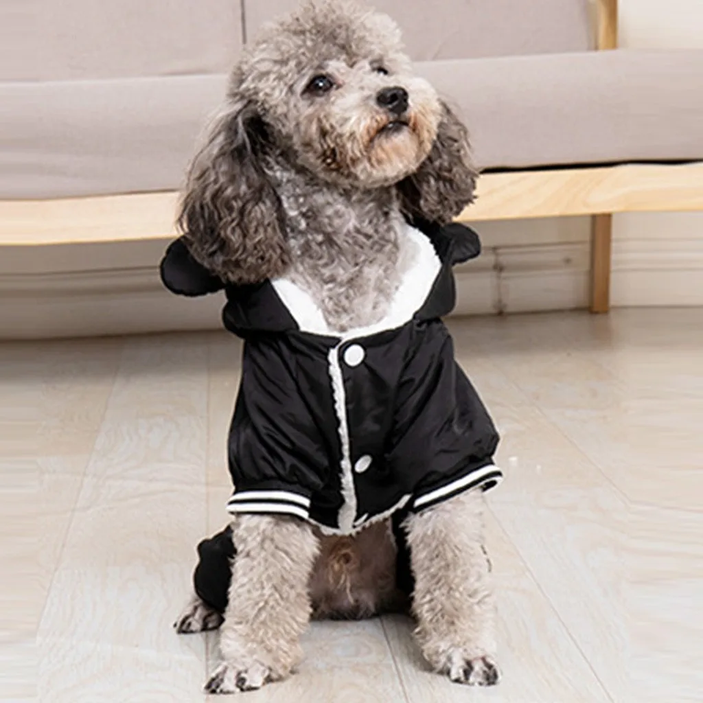 Pet dog Cloth winter Solid Color Stitching print hooded clothes long sleeve top Winter Warm Pet Dog Jacket Coat Puppy Christmas