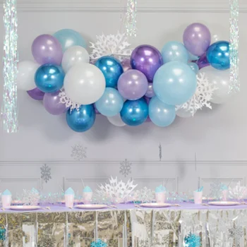 

Christmas Snowflake Latex Balloon Metal Silver Blue Air Globos Birthday Party Snow Latex Printed Ball Winter Snow Party Supplies