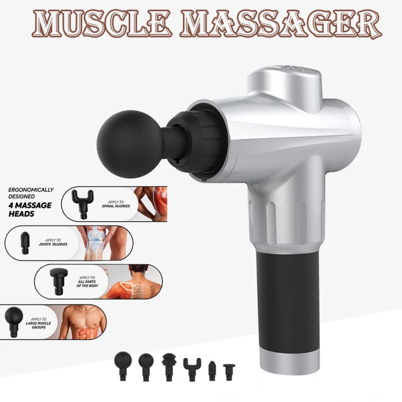 

Muscle Massage Gun Exercise Therapy Massager Body Relaxation Pain Relief Slimming Body Massager 6 Massage Head Fascia Gun Massag