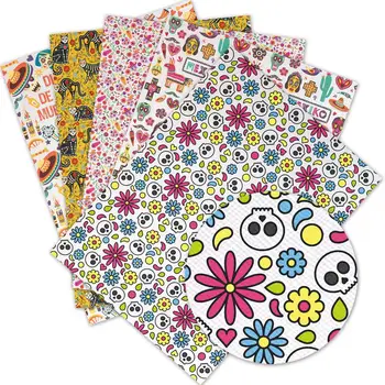 

Cute skull animal Faux Synthetic Leather Fabric Sheet For Needlework Home Textile DIY Hair Bows Crafts Wallet 30x136cm